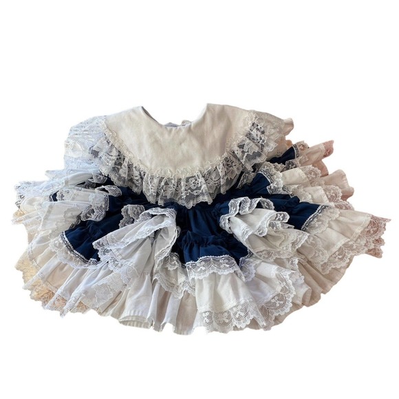 Lidl Dollys Other - Lid'l Dolly's Dress Size 1T Blue Full Circle Ruffle Lace Party Pageant Slip
